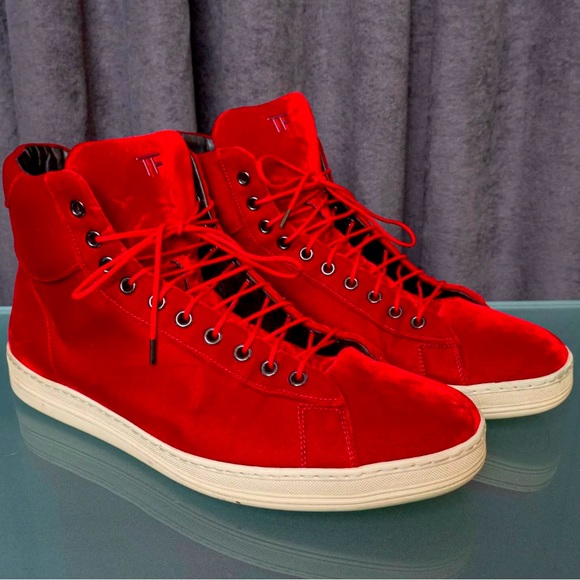 NIB Tom Ford Russell Hi-Top Velvet Sneakers
